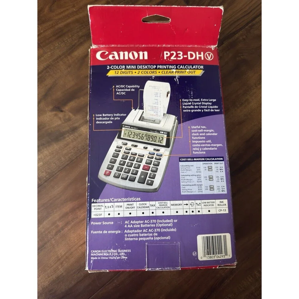 Canon P23-DH V 2 Color Mini Desktop Printing Calculator In Box. Barely Used.